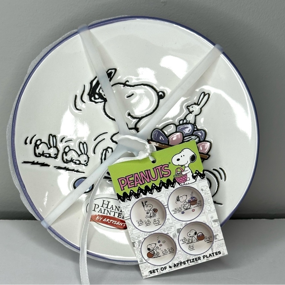 Peanuts Snoopy Easter Hand-Painted Appetizer Plates Set of 4